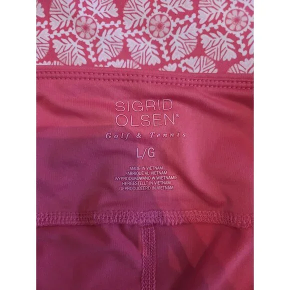 Sigrid Olsen Pink White Pleated Tennis Golf Mini Dress W Shorts Mandala M NWOT - Picture 11 of 11